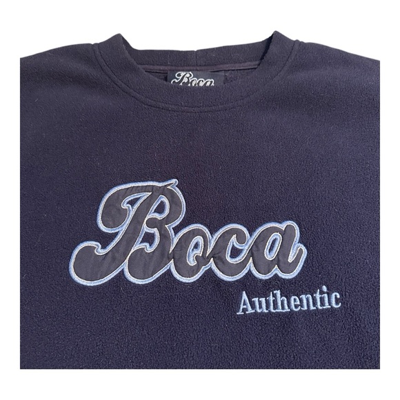Vintage Boca Authentic Fleece Crewneck Pullover Sweater Embroidered Logo Navy - Picture 9 of 10